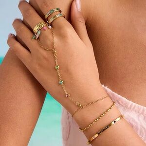 18K Gold Plated Multicolor Gemstone Hand Chain